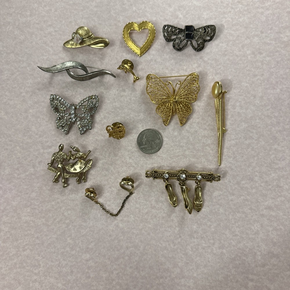 costume jewelry brooches pins lot Of 12 Vintage Pretty!