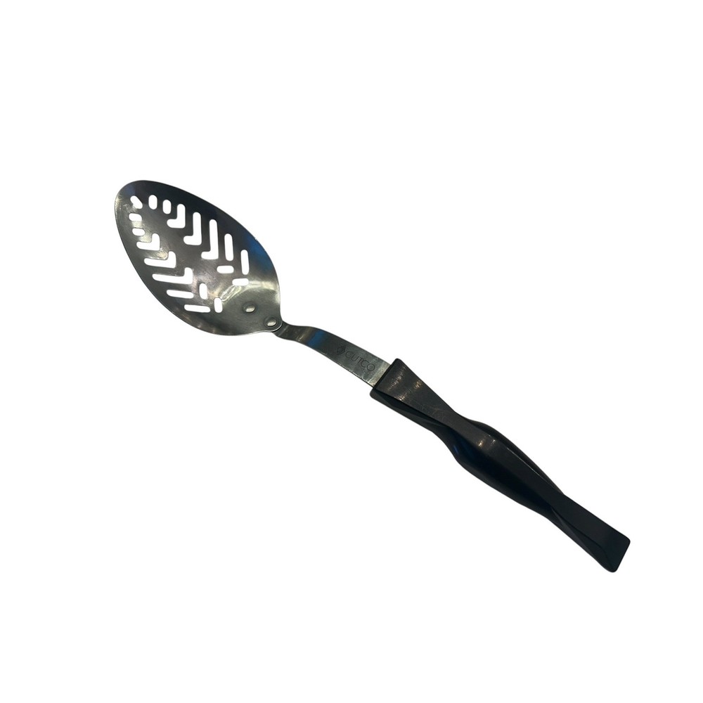 Vintage Cutco Slotted Serving Spoon Black Handle Stainless Steel Kitchen Utensil