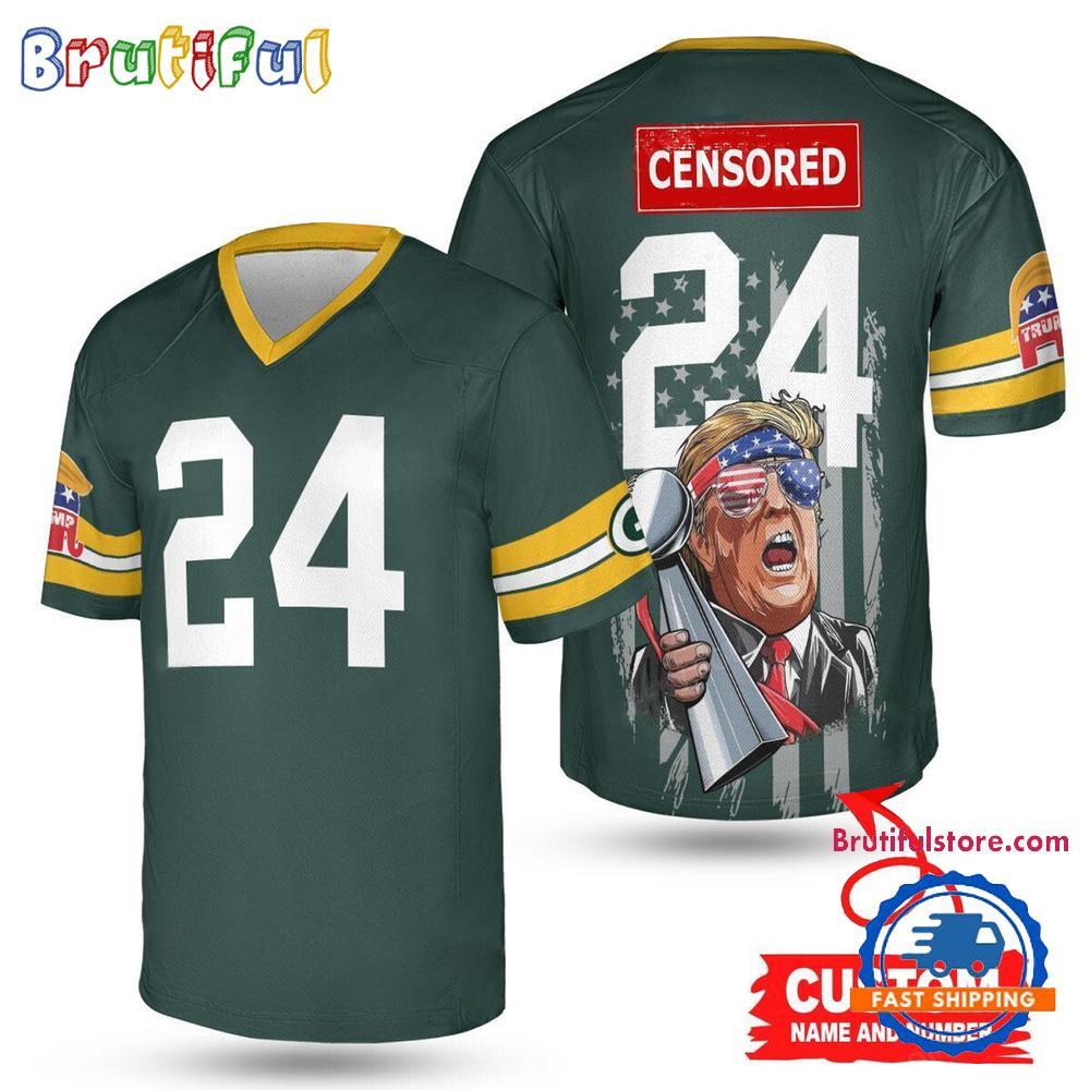 Green Bay Packers Donald Trump Super Bowl Trophy Football Jersey