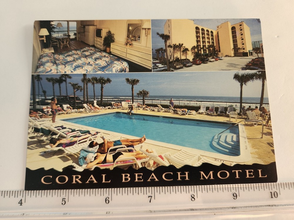 CORAL BEACH Motel Florida Ormond NOS Vtg Postcard Unposted NEW Pool Sunbathing