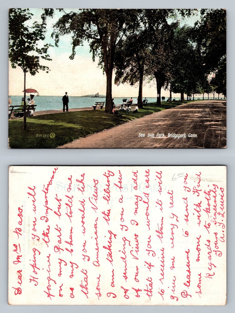 Bridgeport, CT-Connecticut Seaside Park Strolling View Old Card Vintage Postcard