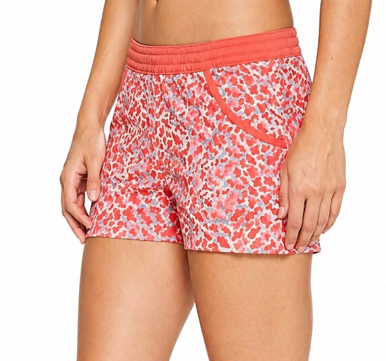 Columbia PFG Board Shorts Womens L Coral Camo Fish Beach Swim Hike Athleisure