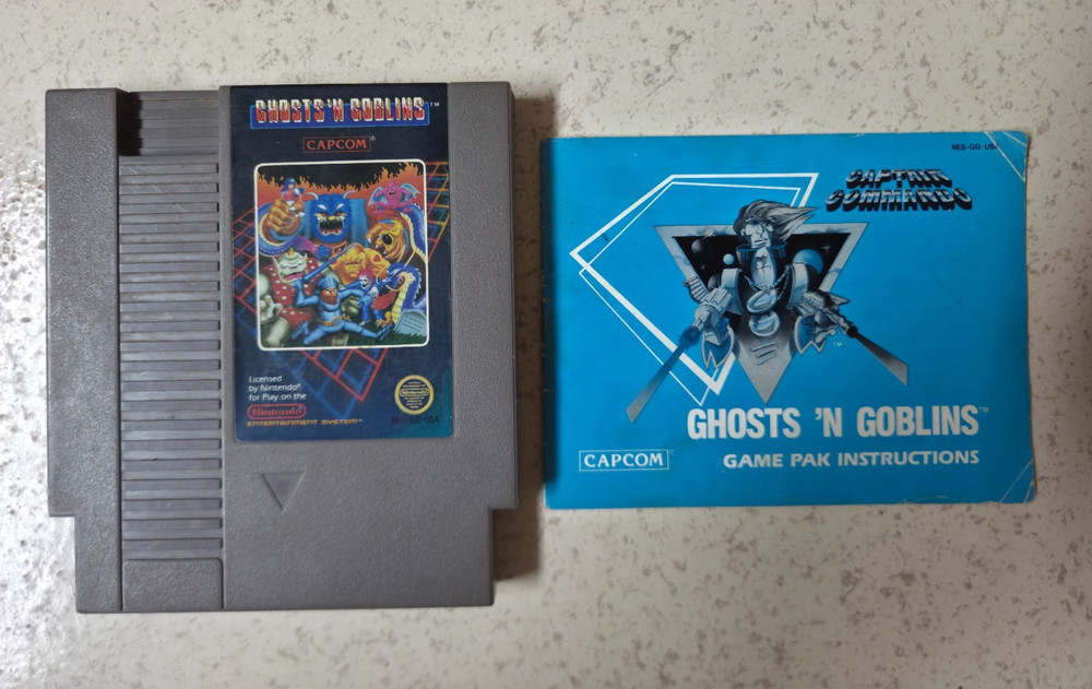 Nes 5 Screw Ghosts N Goblins W Manual Very Rare Authentic & Tested Nintendo Game