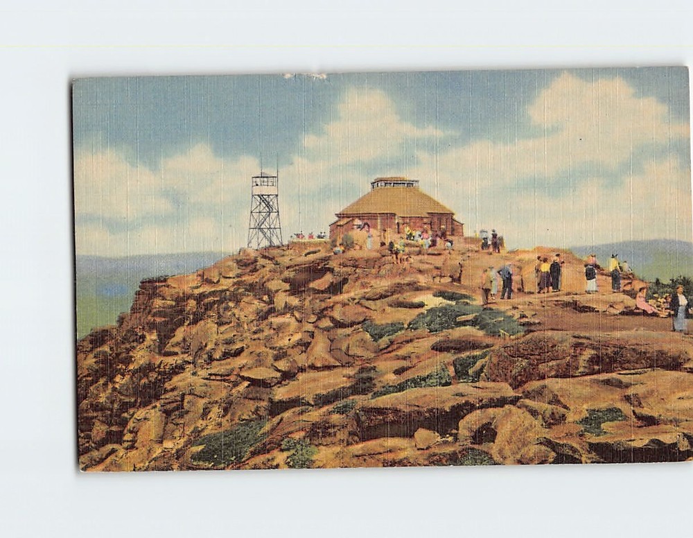 Postcard View of the Summit House and Fire Observers Tower Whiteface Mountain