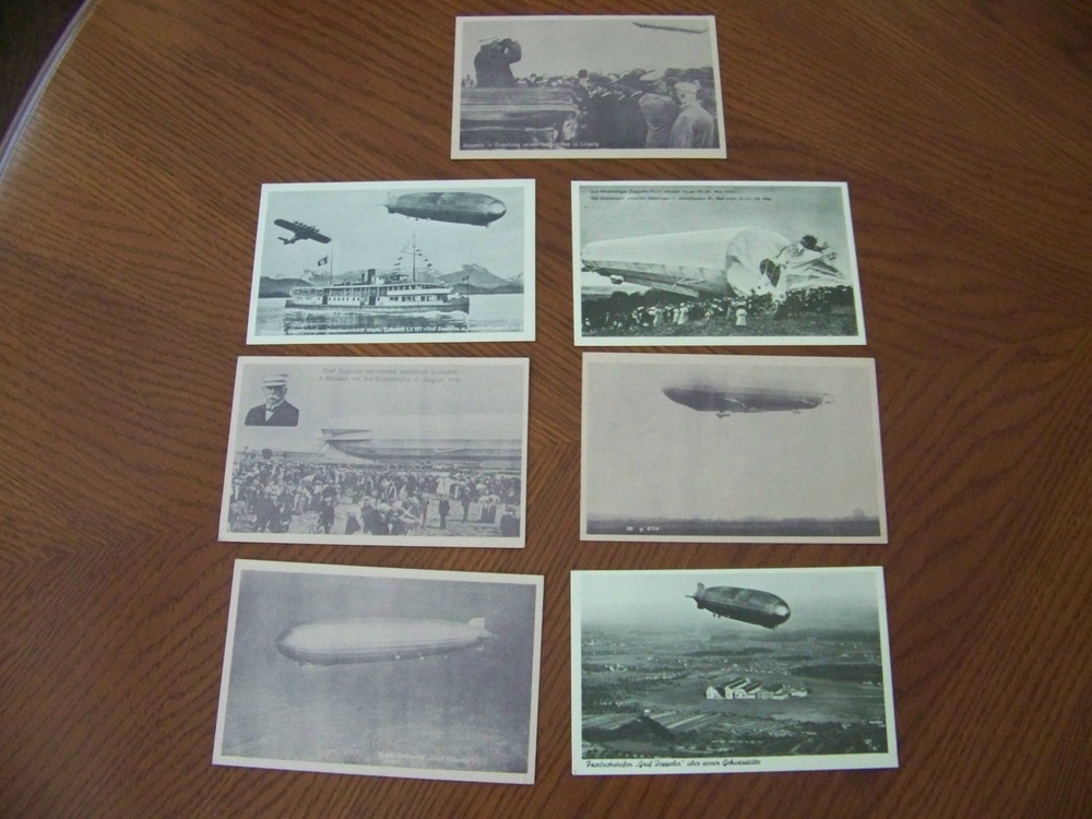 Postcard Lot Early Blimp Airship Aviation 7 Different Cards Zeppelin