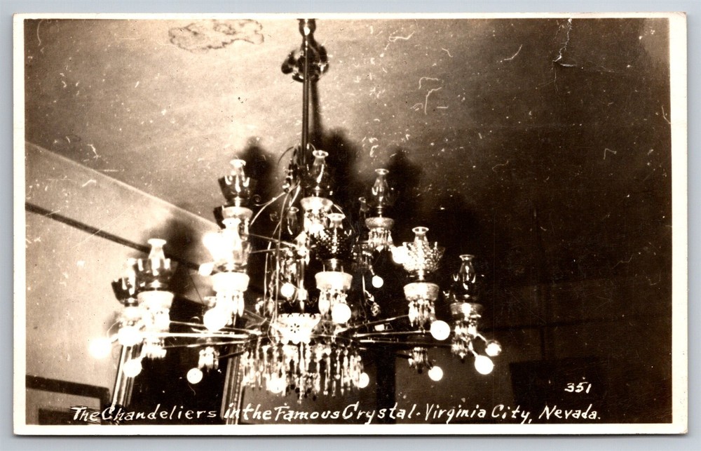 RPPC The Chandeliers In Famous Crystal Bar Virginia City NV C1930s Postcard AC5