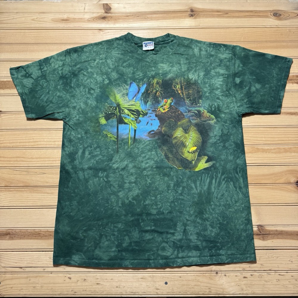 Vintage 90s Y2K Red Eye Tree Frog Rainforest Beetle Nature Shirt Size Large
