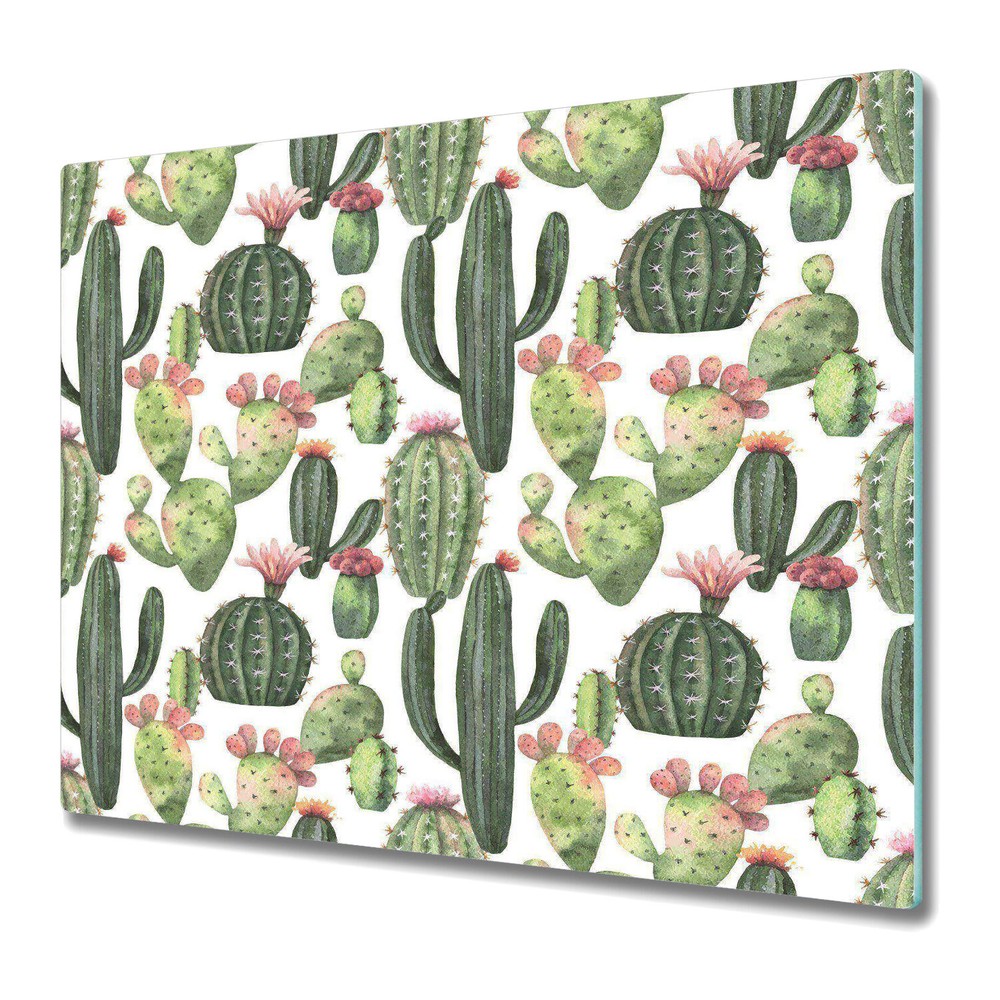 Glass Chopping Board Cacti botanical desert Mexican thorny greenery exotic 60x52