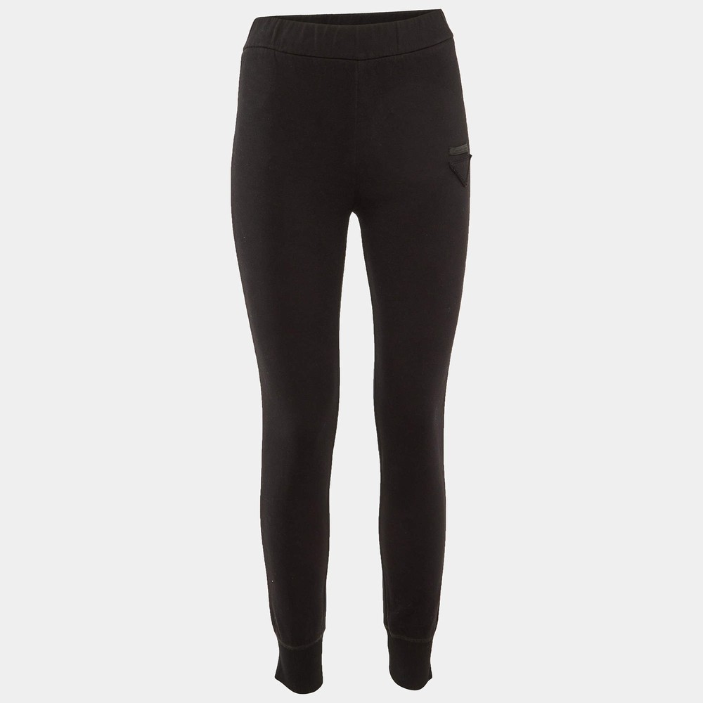 Prada Black Cotton Track Trousers M