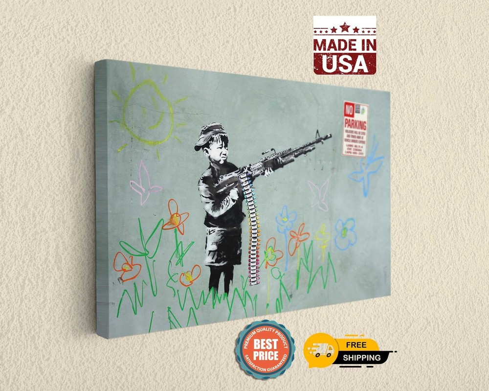 Child Soldier Banksy Wall Art Canvas Print - Los Angeles Street Art Home Decor