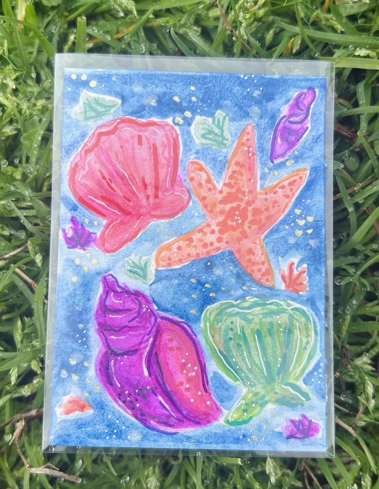 Original ACEO SeaShell Dreams Watercolor Art Card