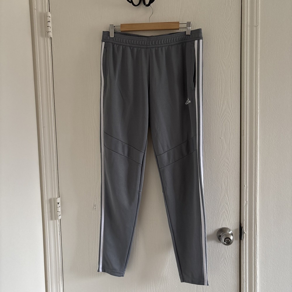 Adidas Gray Track Pants Men's Medium 3-Stripes Athletic Joggers 30