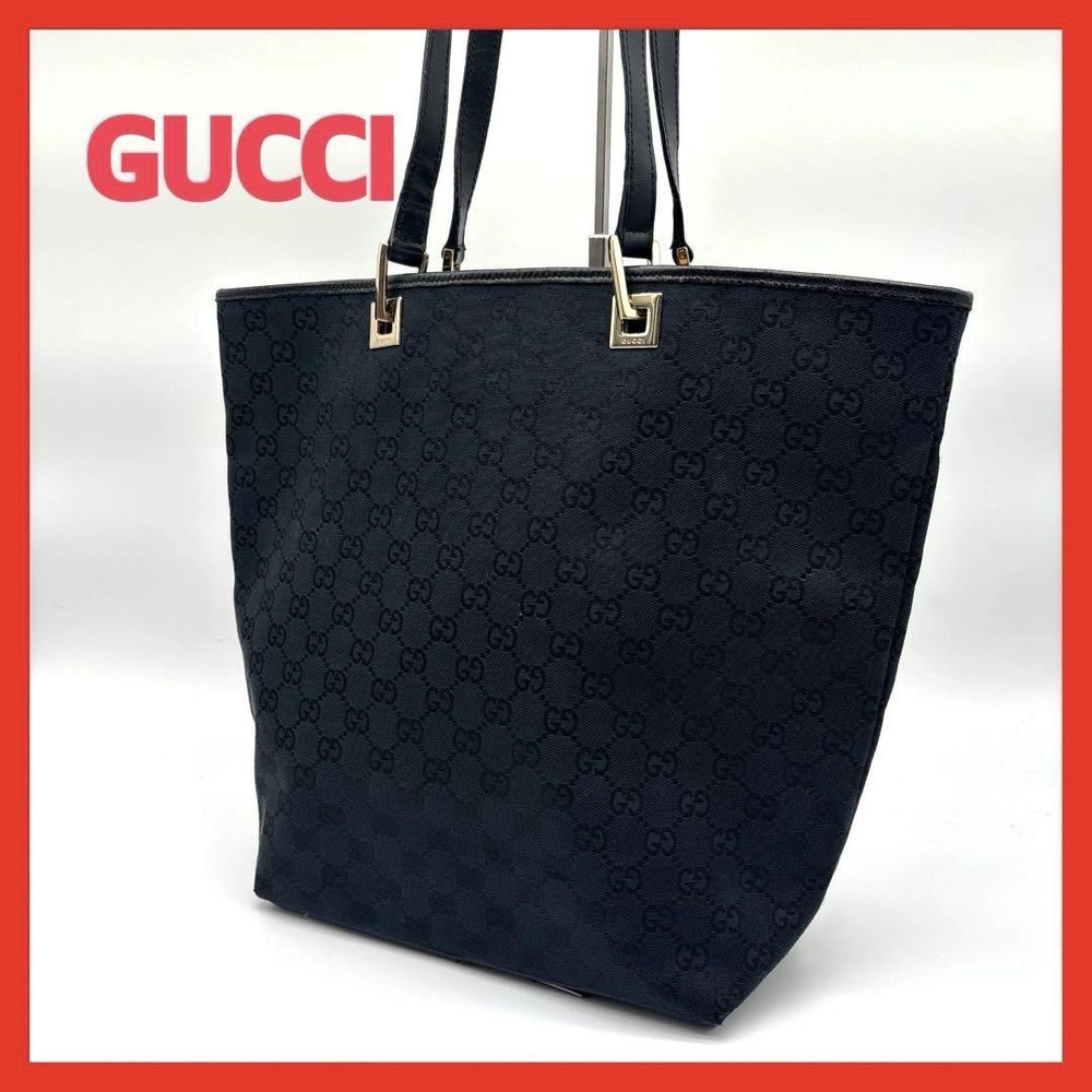 GUCCI GG Canvas Tote Bag in Black Authentic G0801138