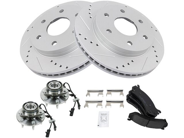 Front Brake Pad and Rotor and Wheel Hub Kit fits Sierra 1500 1999-2006 15NHCJ
