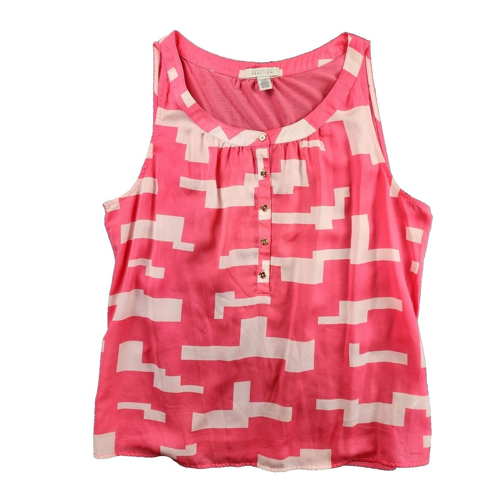 Kenneth Cole Reaction Pink Geometric Print Tank Top Womens XXL