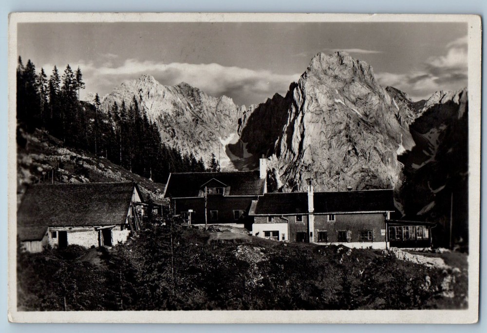 Munich Germany Postcard Kaiser Mountains accommodation Hut c1920's RPPC Photo-image