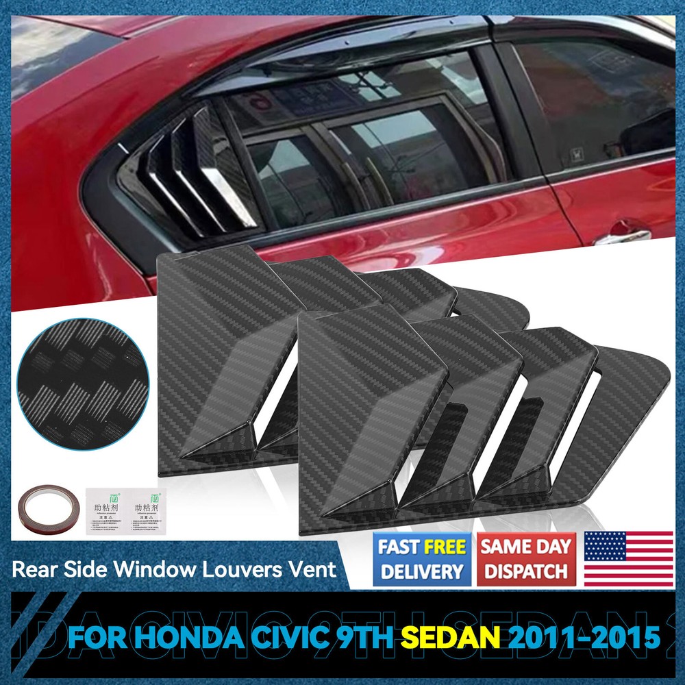 Car Side Air Vent Window Louver Cover Carbon Fiber L+R For HONDA Civic 2011-15