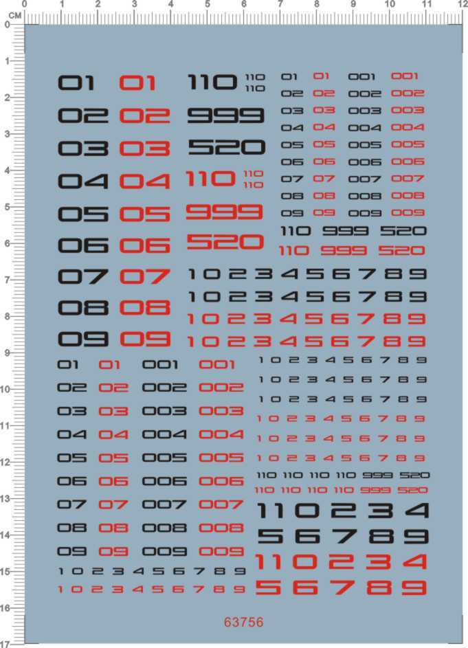 PG RG HG MG 1/100 1/144 1/60 Numbers  GDM  Model Water Slide Decal Red Black