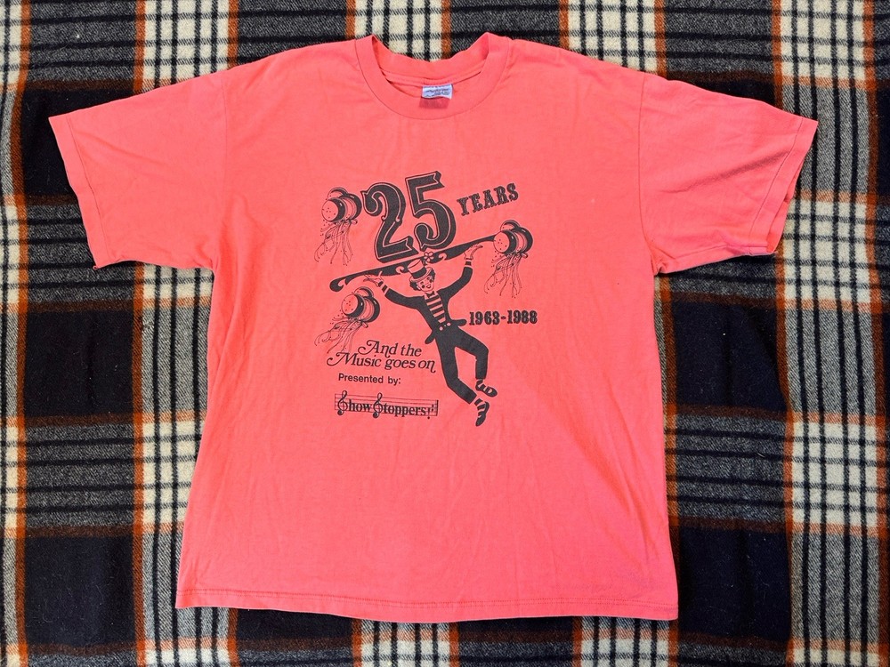 Vintage 1988 Show Stoppers Stedman T Shirt Single Stitch Pink USA Made 80s Sz XL