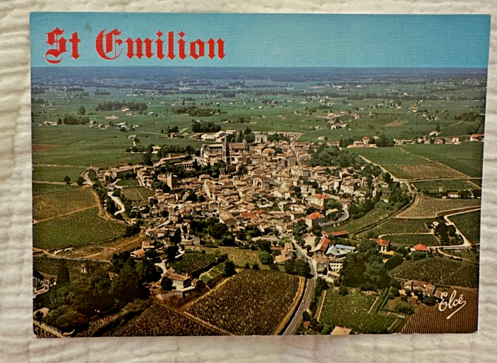 Aerial St Emilion Gironde France vintage postcard