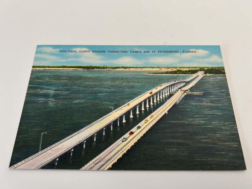 Dual Gandy Bridges Connecting Tampa and St Petersburg Florida Postcard