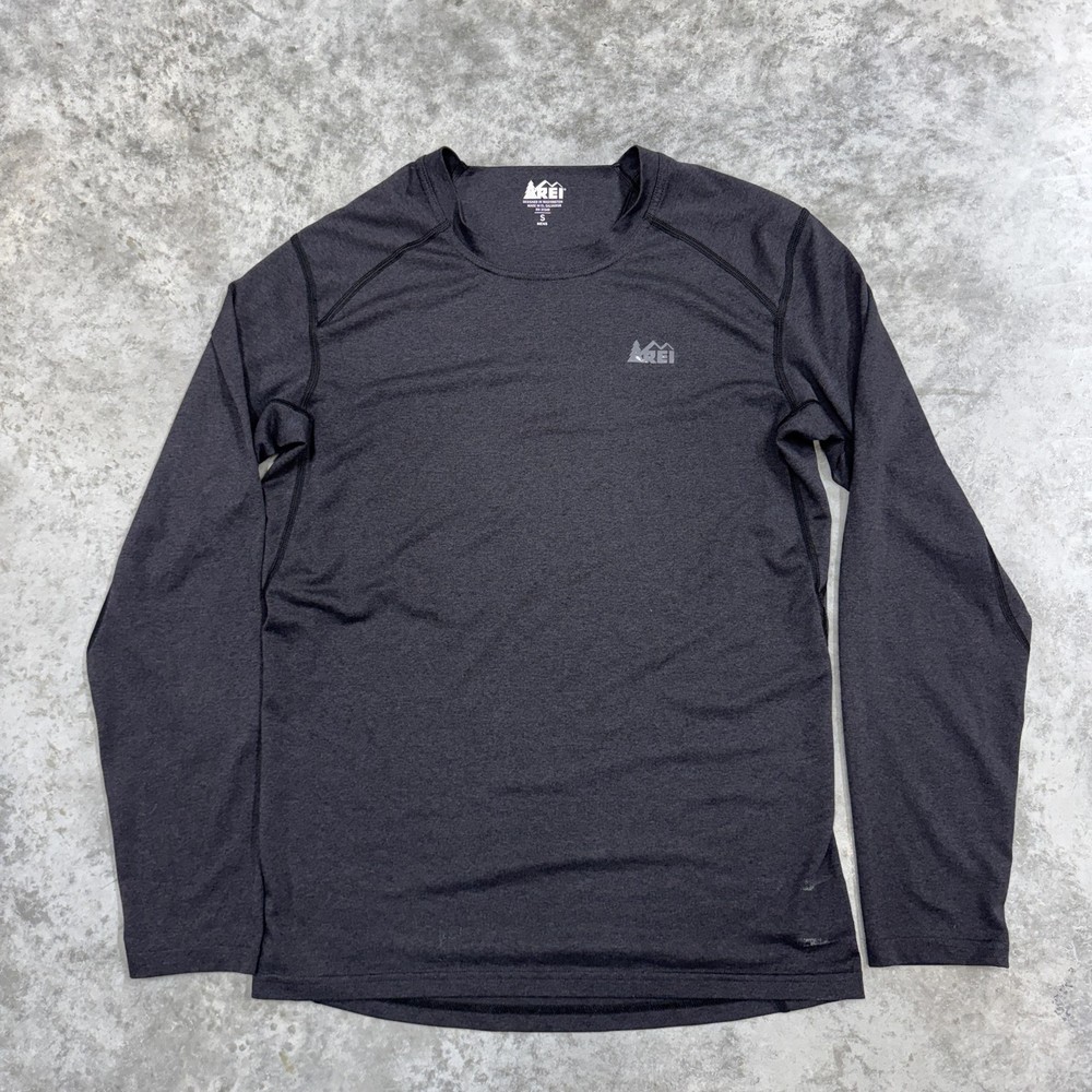 REI Shirt Mens Small Gray Long Sleeve Performance Base Layer Hiking Top Athletic