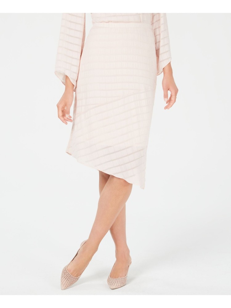 Alfani Womens Pink Striped Pointed Hem Midi Skirt Size 8 BHFO 9200