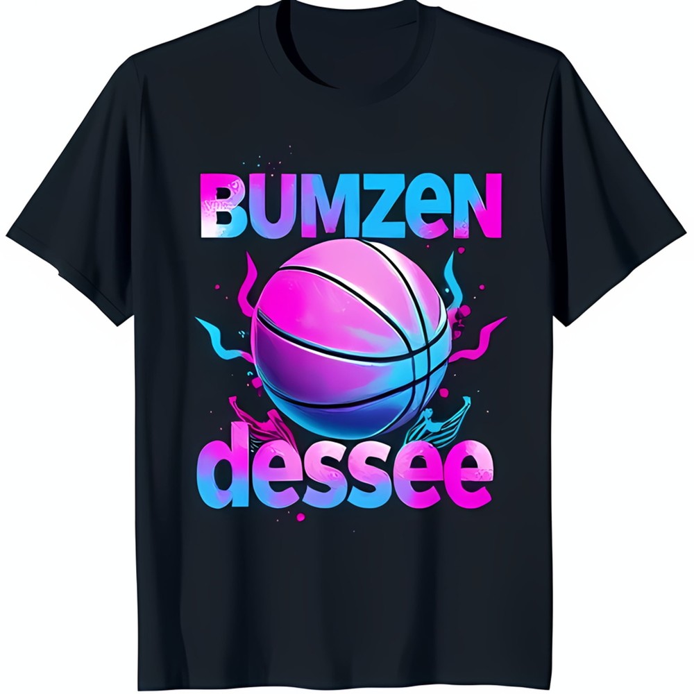 Stylish Black T-Shirt with Colorful 'Bumzen Dessee' Graphic & Fiery Design