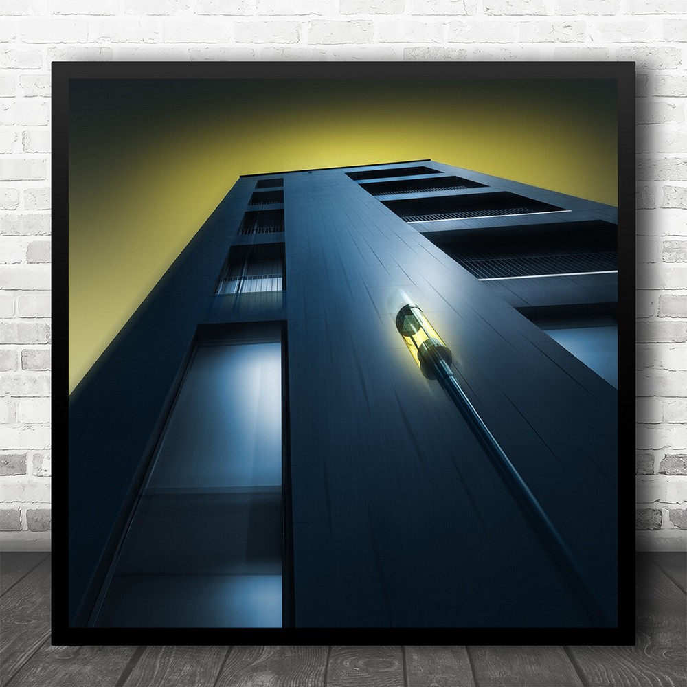 Architecture Abstract Lamp Windows Yellow Netherlands Street Square Art Print