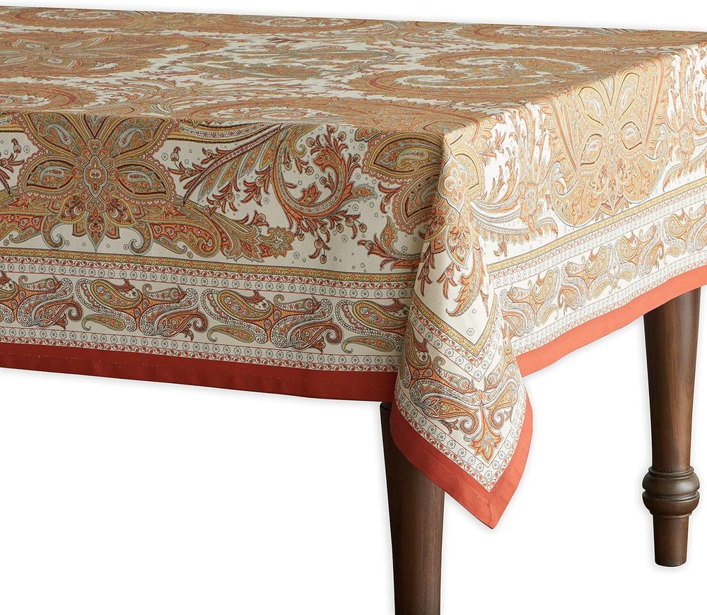 Kashmir Paisley 100% Cotton Tablecloth for Kitchen Dinning Tabletop Decorat...