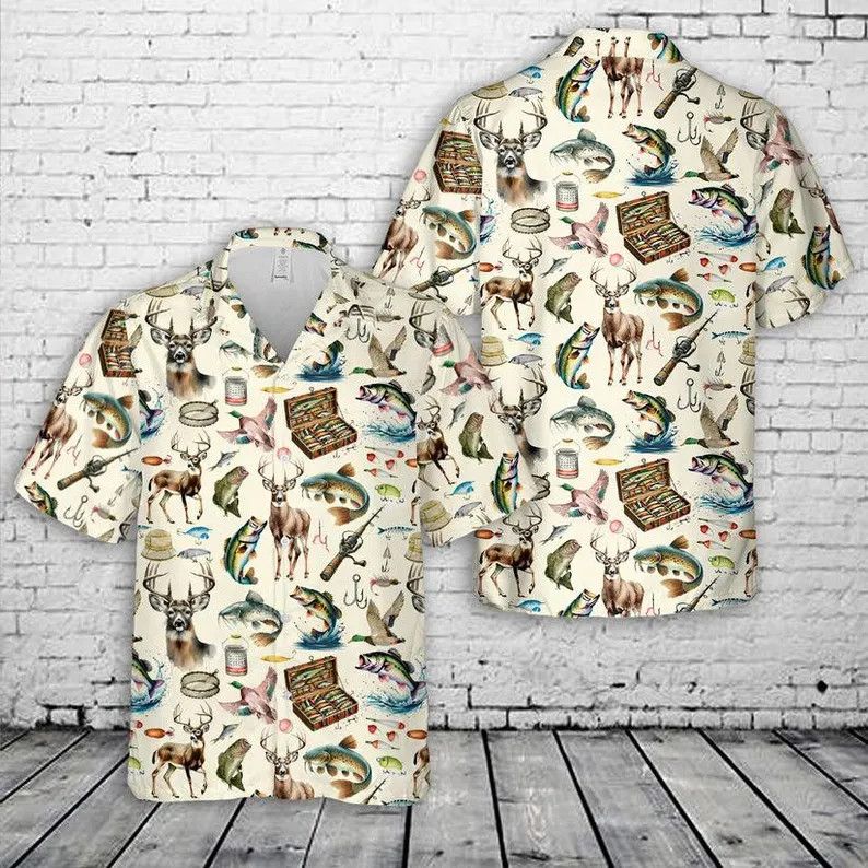 Hunting Fishing Hawaii Shirt Men's Aloha Beach