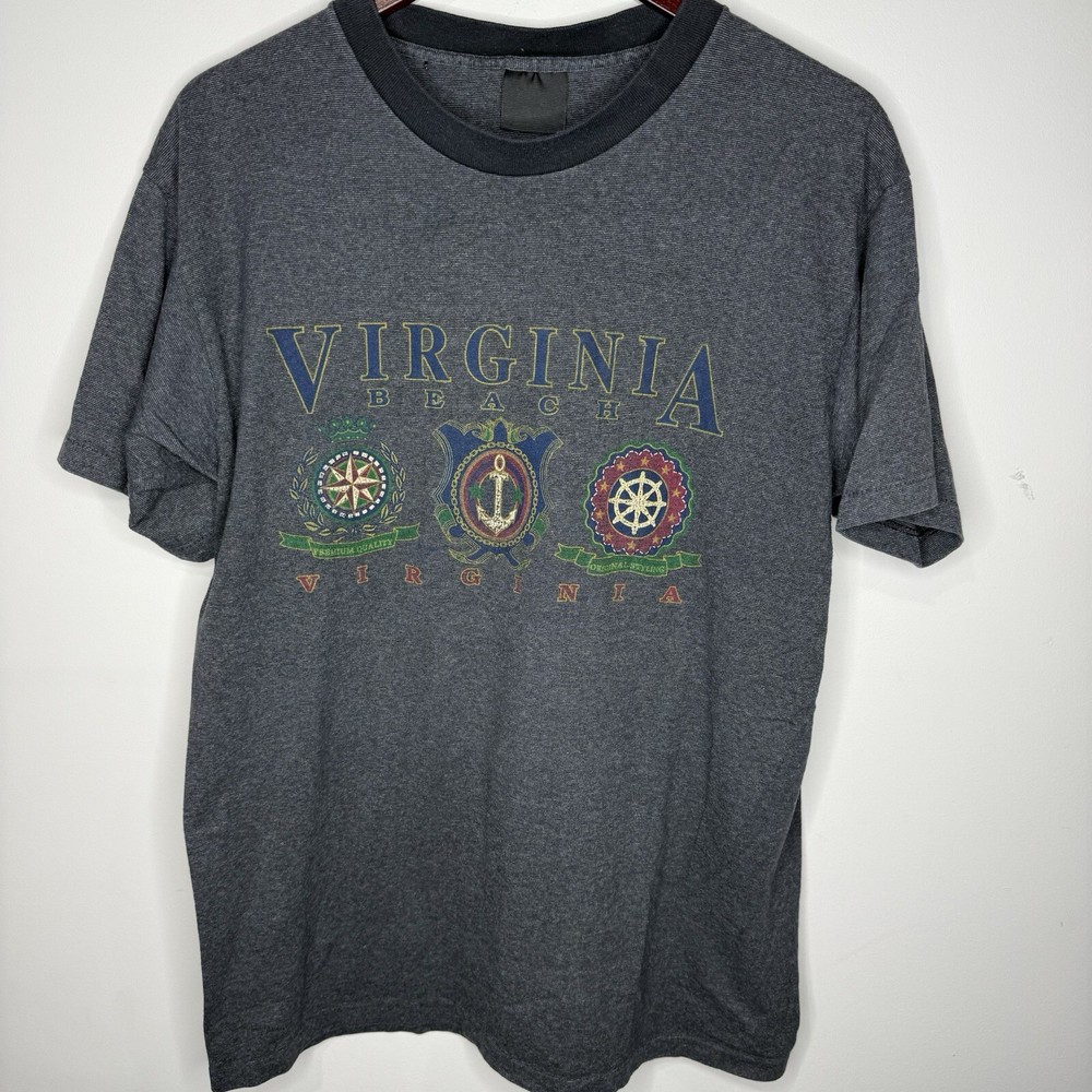 Vintage usa made single stitch t-shirt LARGE virginia beach 80s 90s