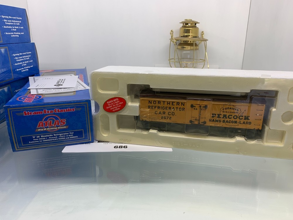 686 Atlas Woodside Refrigerator Car Cudahy's Wis. Peacock Plastic O Gauge 3 Rail