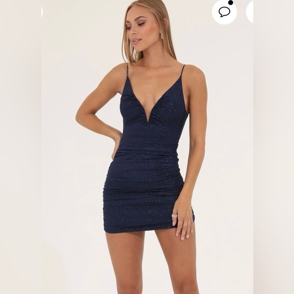 Lucy in the sky Bodycon Blue sparkly mini Dress size Medium