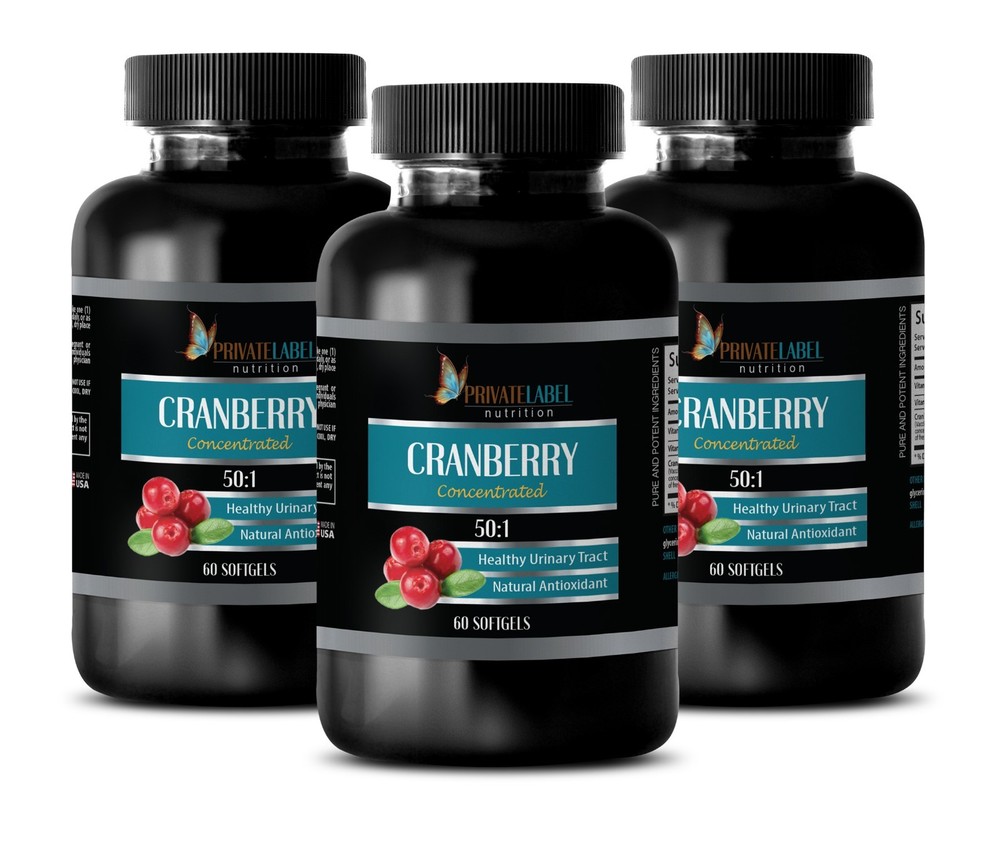 Concentrated Cranberry Extract 50:1 - 252mg - Tract Bladder Help UTI - 3 Bottles