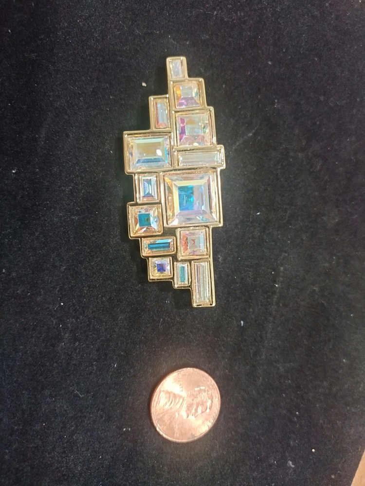 swarovski crystal signed pin brooch