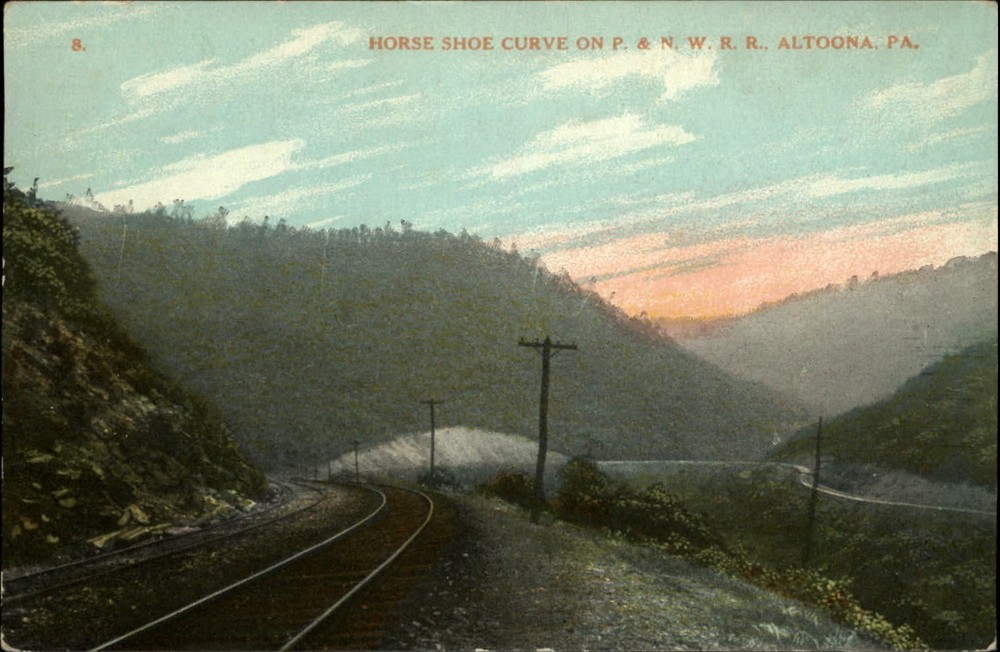 Horse Shoe Curve ~ P&NW Railroad track ~ Altoona Pennsylvania c1910 postcard