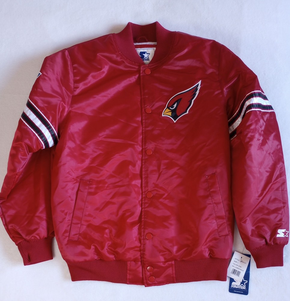 Starter Men's Arizona Cardinals Varsity Satin Full Snap Jacket Red Size Large