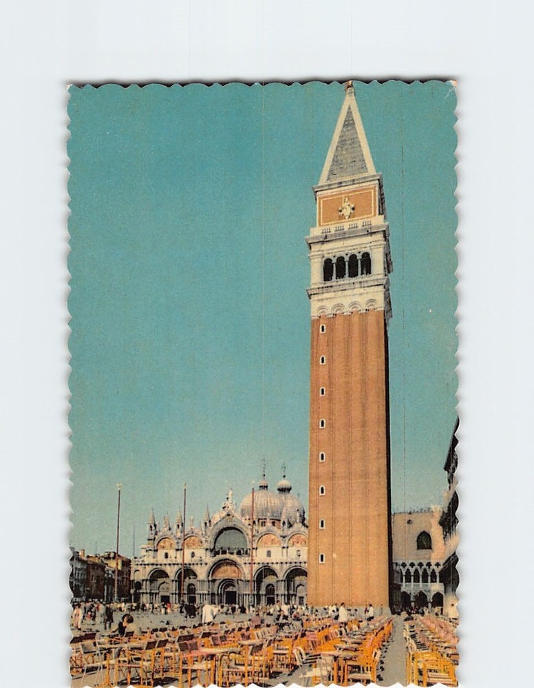 Postcard The Church of St. Marco and Tower Bell Venice Italy