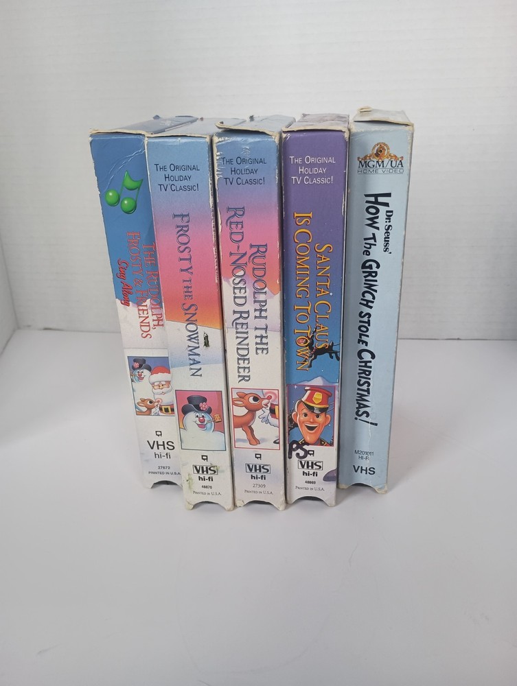Lot of 5 CHRISTMAS VHS MOVIES Grinch Rudolph Santa Clause Frosty Snowman