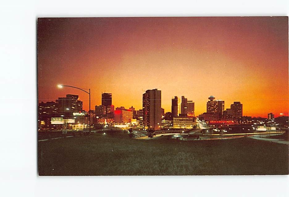 Postcard Atlantas Skyline At Night Atlanta Georgia USA