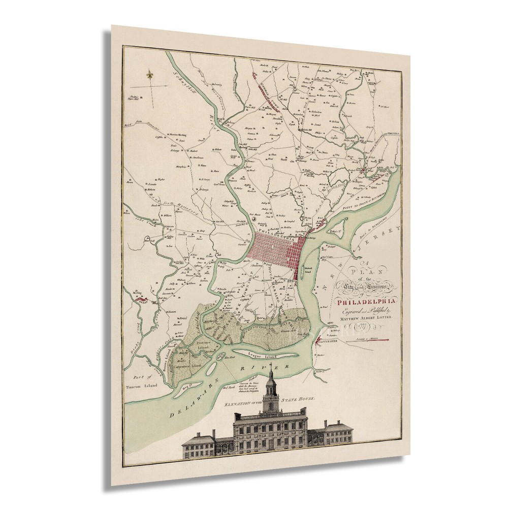 1777 Map of Philadelphia Pennsylvania - Vintage Philadelphia PA Wall Art Poster
