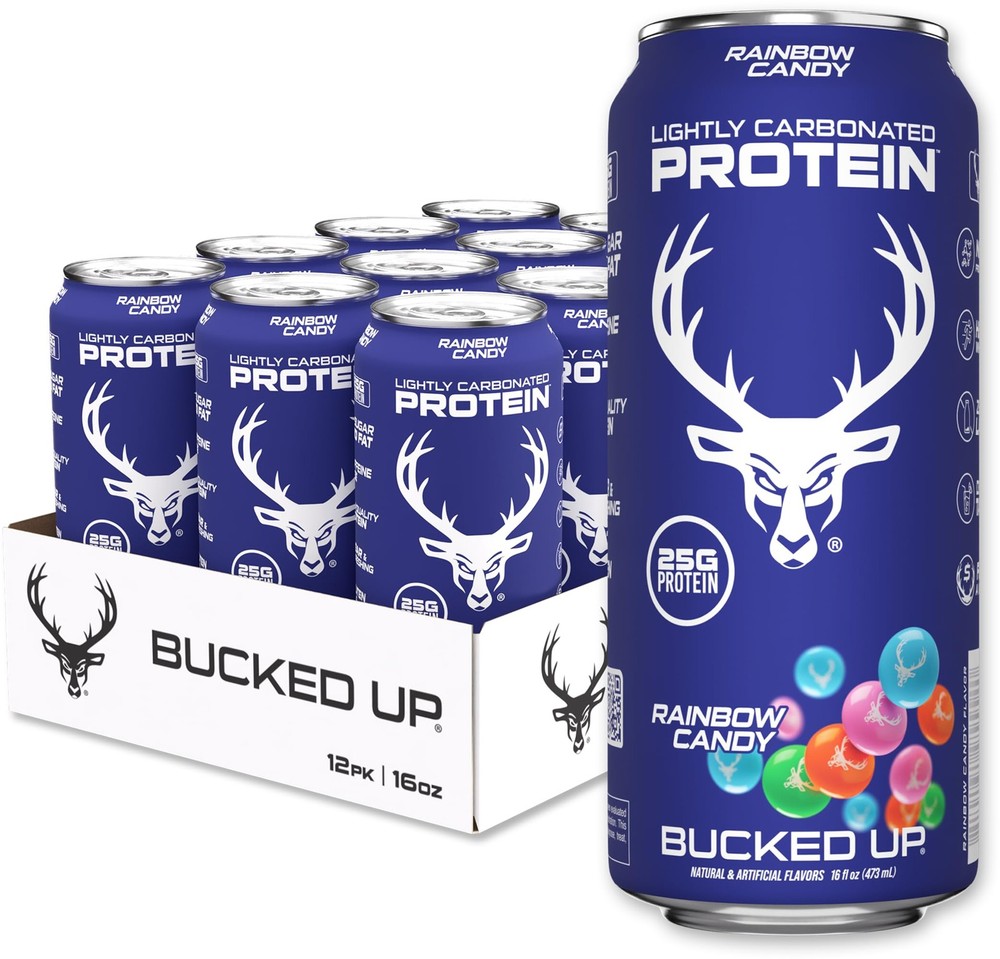 Bucked Up Lightly Carbonated Protein Soda | 25g Whey Isolate - Zero Sugar,...