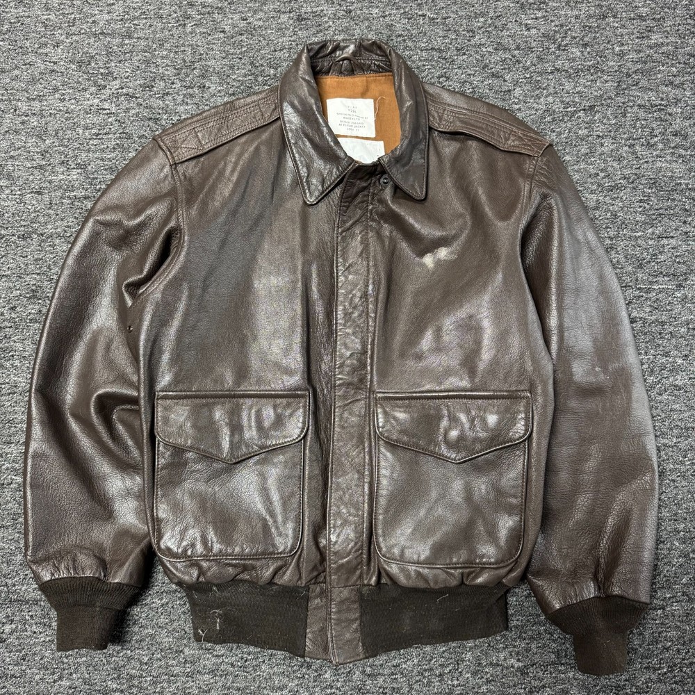 Vintage Avirex Type A-2 Goatskin Leather Flight Bomber Jacket Mens Sz 42 R Brown