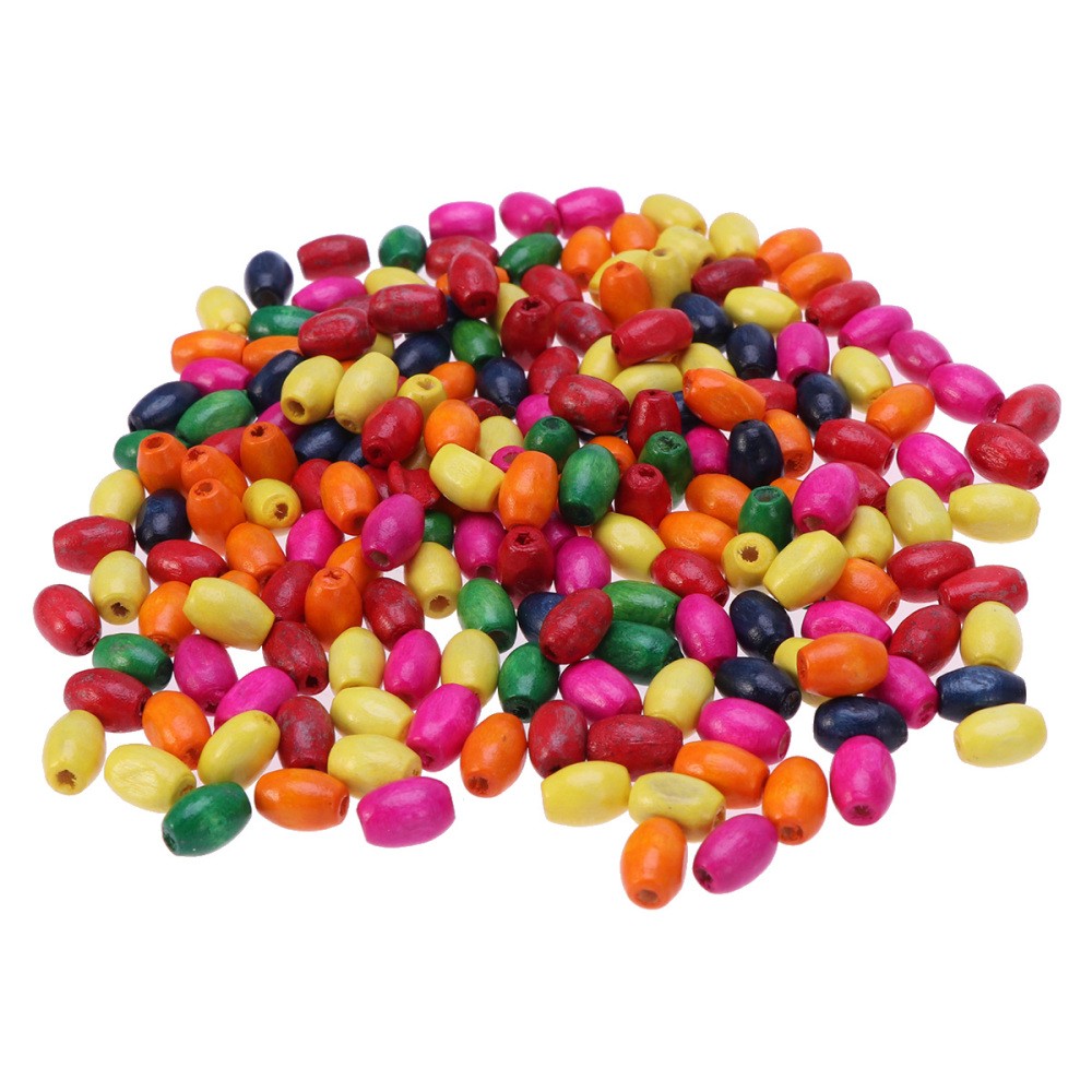 200-Piece Wooden Beads Kit for Kids Jewelry Making Crafts