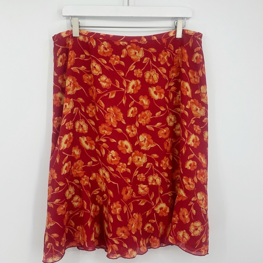 Vintage Y2K Red Floral Mini Skirt Size 14 Whimsical Fairycore Festival