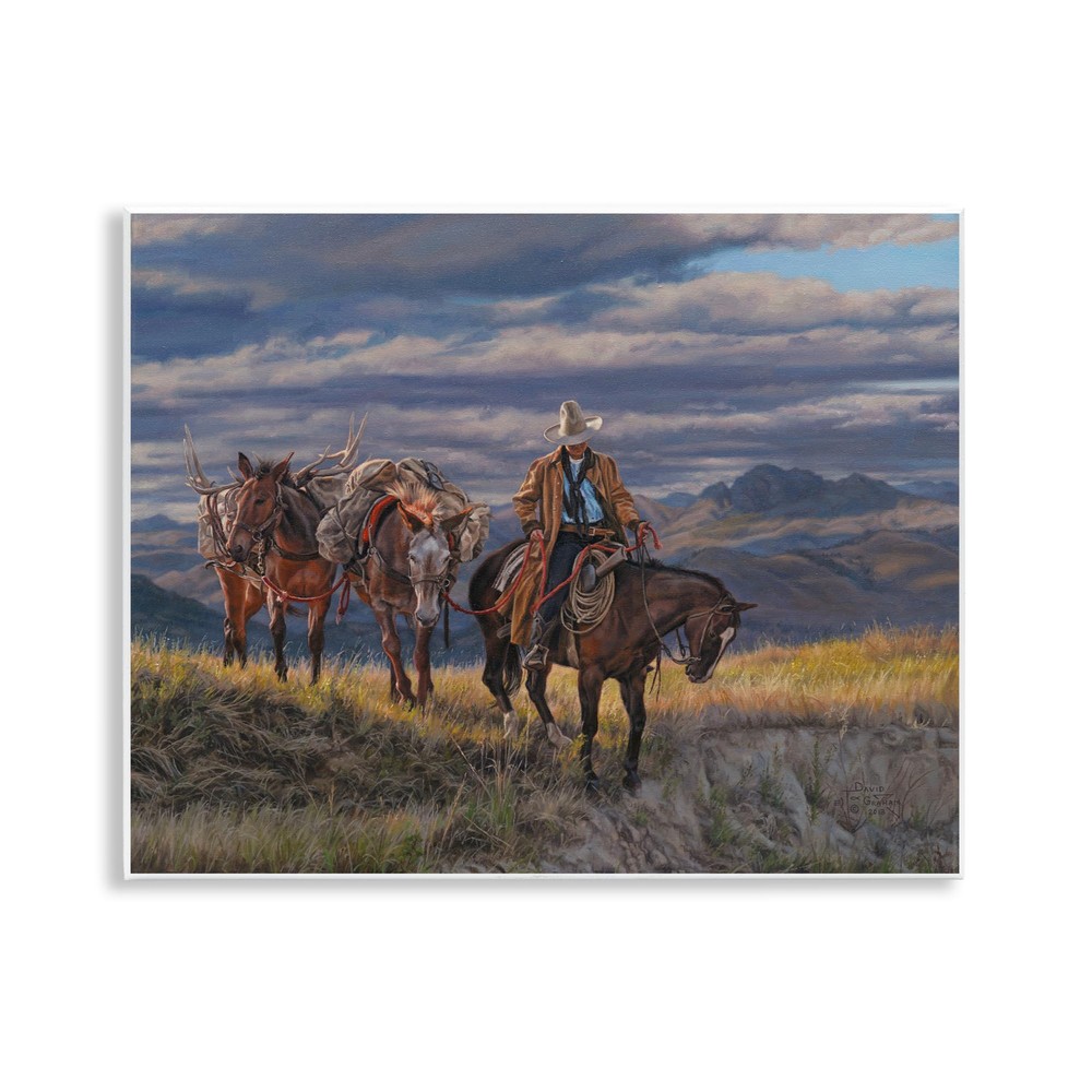 Sauntering Cowboy & Horses Wall Plaque Art Design by David Graham