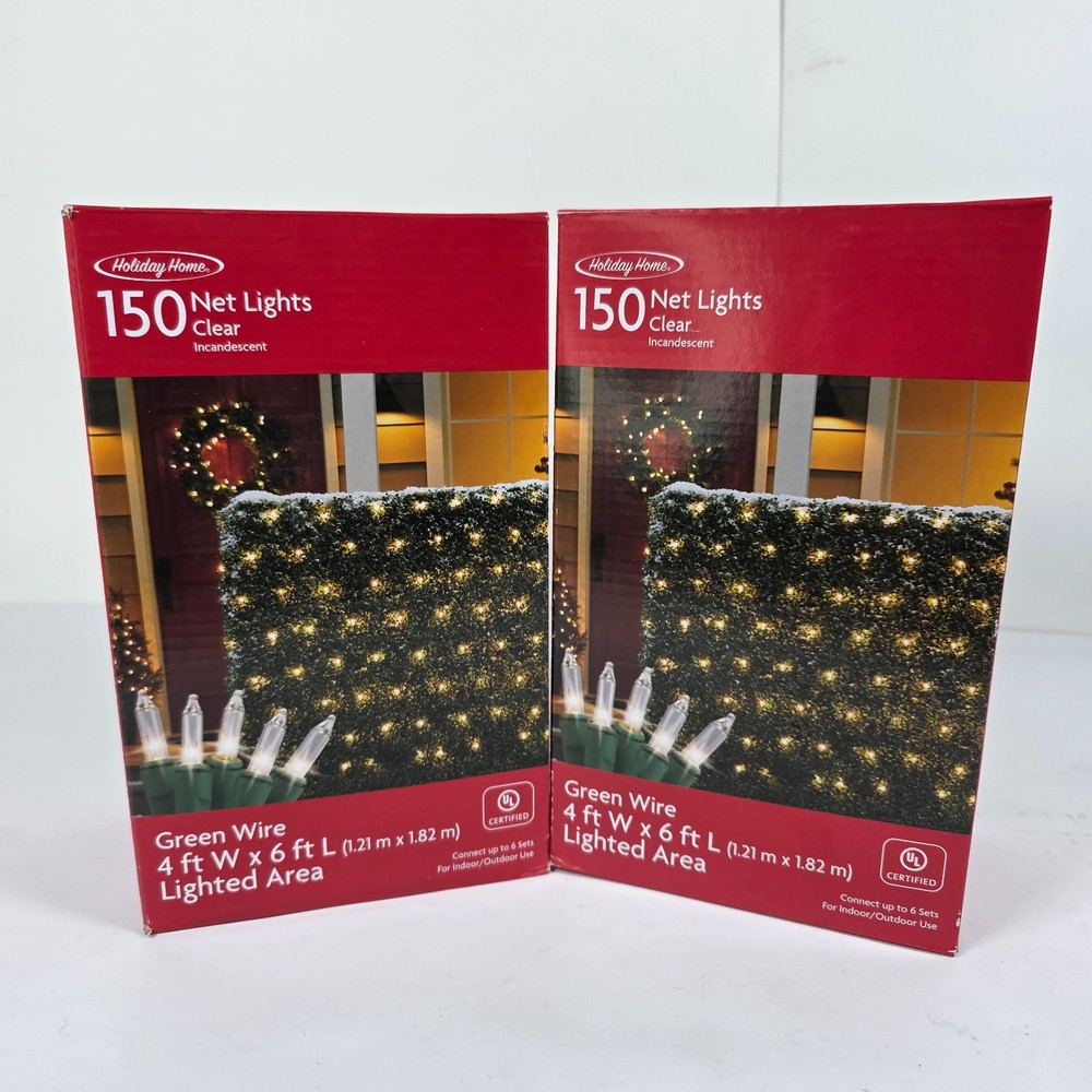 Christmas Net Lights Indoor Outdoor Holiday Home Mesh Lights 150 Clear 2 Box's