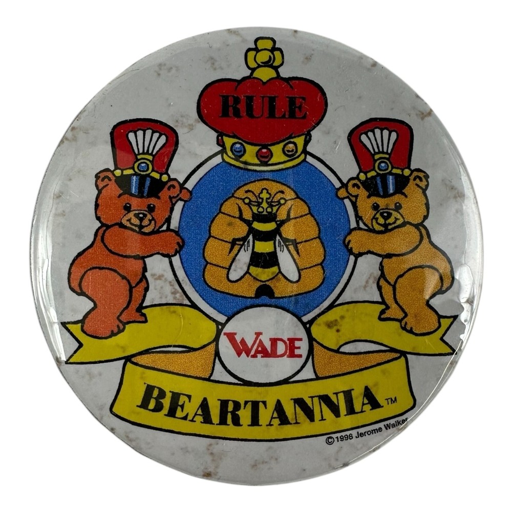 WADE Rule Beartannia Button Pin Badge 1998