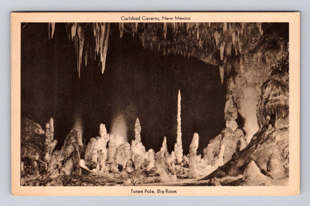 Carlsbad Caverns NM- New Mexico, Totem Pole, Big Room, Antique, Vintage Postcard